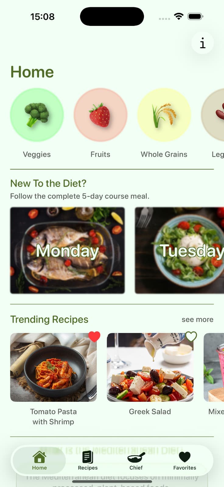 Olive Plate App Home Screen